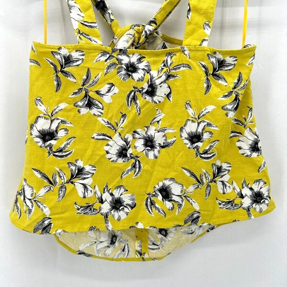 Banana Republic Cross Front Top Size M Floral Linen Coquette Preppy Boho NWT - Picture 6 of 11